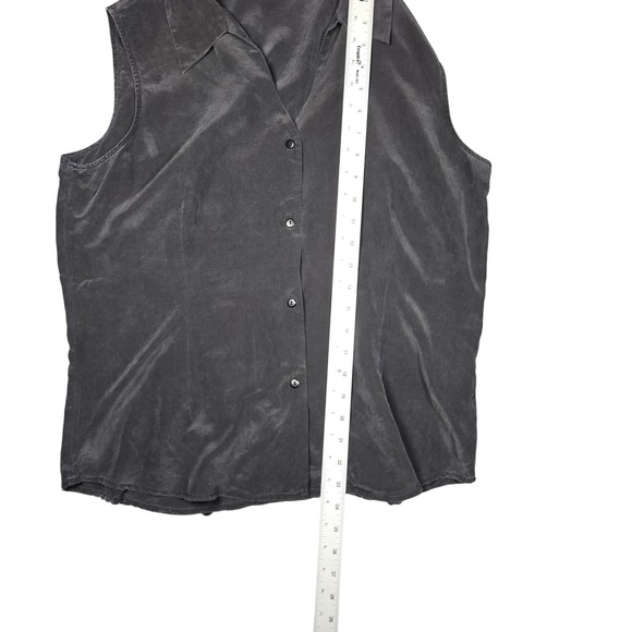 Jaclyn Smith Classic Womens XL Black 100% Silk Sleeveless Button Down Blouse Top - Picture 5 of 5